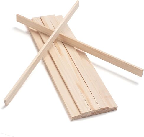 Wood Strips Slats Wooden Sticks for Crafts 1/4" × 1/2" × 12", 30 PCS Thin Wood Trim Planks Lumber Flat Boards Pieces Square Wooden Dowel Rods for Crafting, Woodworking, Model Making in Kuwait