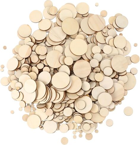 Blulu 450 Pcs Unfinished Wood Slices Round Disc Circles for Crafts, 5 Sizes in Kuwait