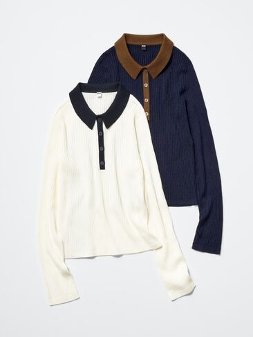 Uniqlo 3D Knit Merino Blend Polo Sweater in Kuwait