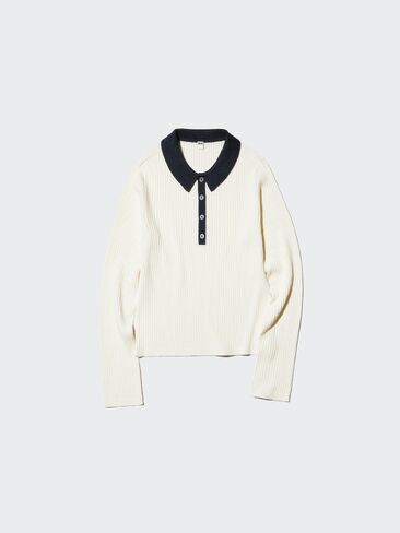 Uniqlo 3D Knit Merino Blend Polo Sweater in Kuwait