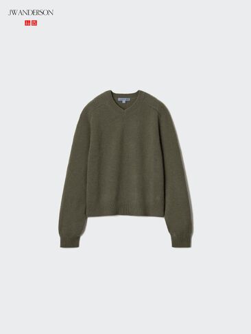 Uniqlo Wool Cashmere V-Neck Short Sweater in Kuwait