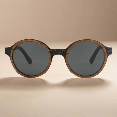 Capelle Miami Pepe Polarized Round Wood Sunglasses in Kuwait