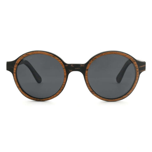 Capelle Miami Pepe Polarized Round Wood Sunglasses in Kuwait