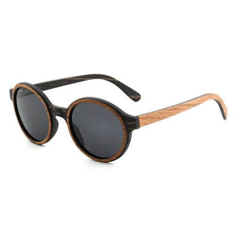 Capelle Miami Pepe Polarized Round Wood Sunglasses in Kuwait