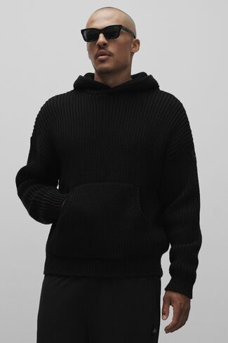 Alo Yoga Chunky Knit Rewind Hoodie - Black in Kuwait