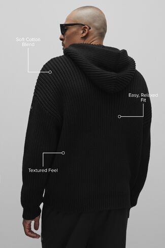 Alo Yoga Chunky Knit Rewind Hoodie - Black in Kuwait