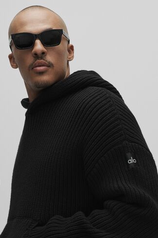 Alo Yoga Chunky Knit Rewind Hoodie - Black in Kuwait