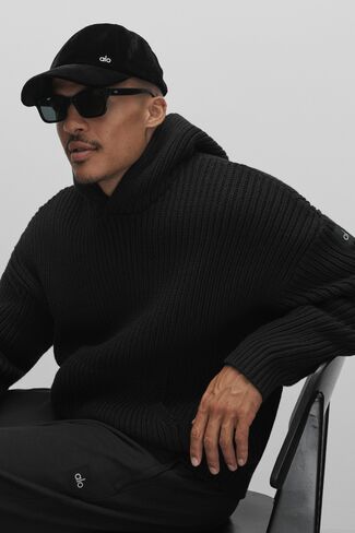 Alo Yoga Chunky Knit Rewind Hoodie - Black in Kuwait