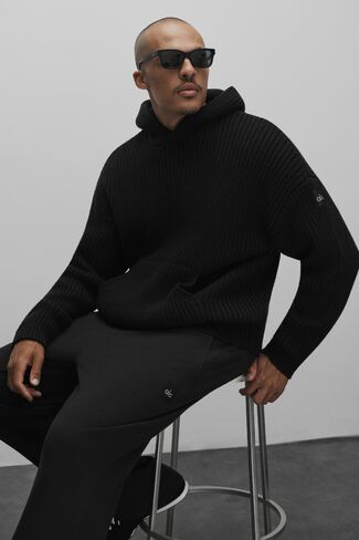 Alo Yoga Chunky Knit Rewind Hoodie - Black in Kuwait