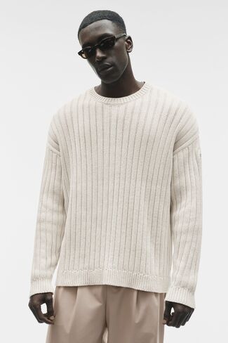 Alo Yoga Cotton Rib Parallel Sweater - Bone in Kuwait