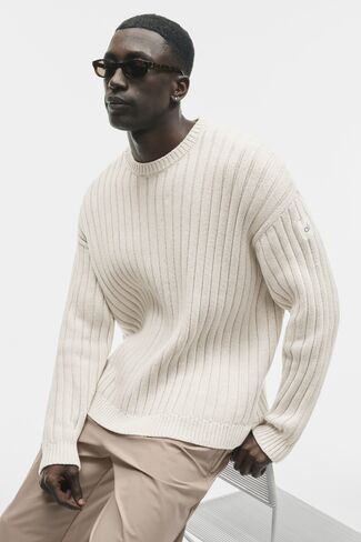 Alo Yoga Cotton Rib Parallel Sweater - Bone in Kuwait