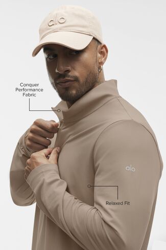 Alo Yoga Conquer 1/4 Zip Reform Long Sleeve - Gravel in Kuwait