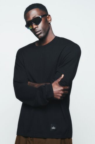 Alo Yoga Cashmere Blend Ever Soft Long Sleeve Crew - Black in Kuwait