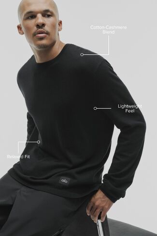Alo Yoga Cashmere Blend Ever Soft Long Sleeve Crew - Black in Kuwait