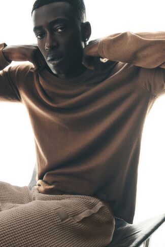 Alo Yoga Cashmere Blend Ever Soft Long Sleeve Crew - Java Brown in Kuwait