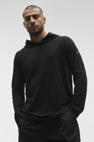 Alo Yoga ALO Vapor Long Sleeve Hoodie - Black in Kuwait