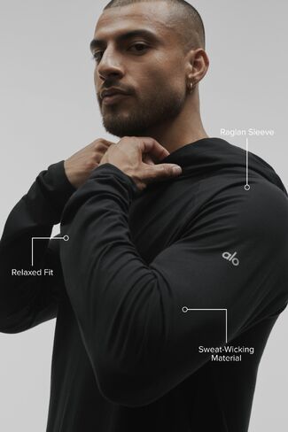 Alo Yoga ALO Vapor Long Sleeve Hoodie - Black in Kuwait