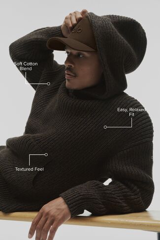 Alo Yoga Chunky Knit Rewind Hoodie - Espresso Multi in Kuwait