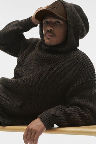 Alo Yoga Chunky Knit Rewind Hoodie - Espresso Multi in Kuwait