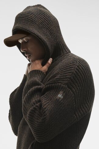 Alo Yoga Chunky Knit Rewind Hoodie - Espresso Multi in Kuwait