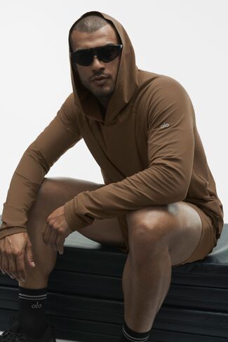 Alo Yoga ALO Vapor Long Sleeve Hoodie - Java Brown in Kuwait