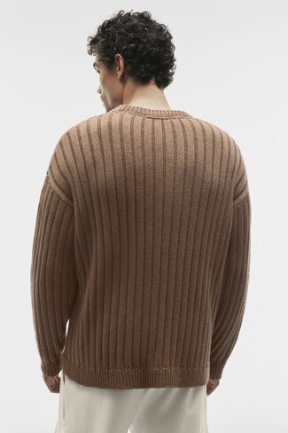 Alo Yoga Cotton Rib Parallel Sweater - Java Brown Heather in Kuwait