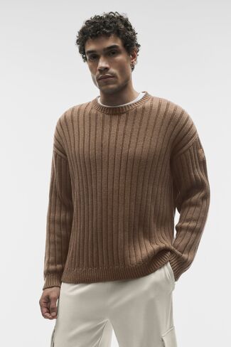 Alo Yoga Cotton Rib Parallel Sweater - Java Brown Heather in Kuwait