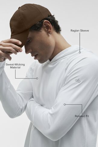 Alo Yoga ALO Vapor Long Sleeve Hoodie - White in Kuwait