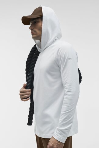 Alo Yoga ALO Vapor Long Sleeve Hoodie - White in Kuwait