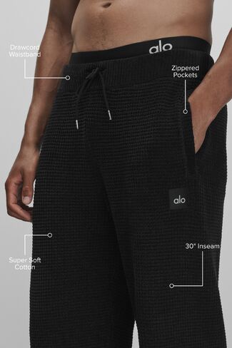 Alo Yoga Waffle Chenille Edition Straight Leg Pant - Black in Kuwait