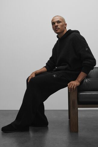 Alo Yoga Waffle Chenille Edition Straight Leg Pant - Black in Kuwait
