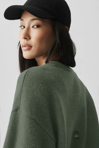 Alo Yoga Wool Cashmere Cropped New Class Crewneck Sweater - Bamboo Green in Kuwait