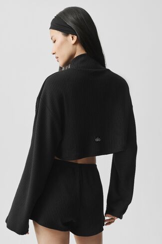 Alo Yoga Ribbed Cropped Reset Long Sleeve - Black in Kuwait