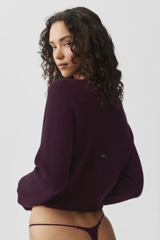 Alo Yoga Cashmere Wool Harmony Cardigan - Rich Bordeaux in Kuwait