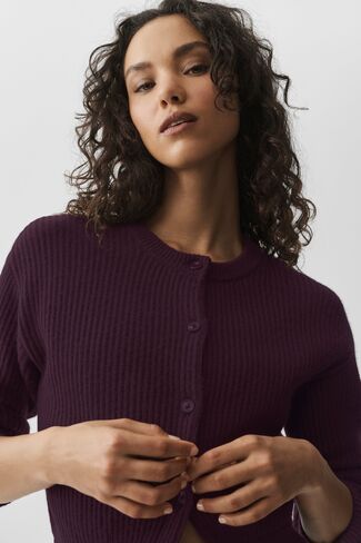 Alo Yoga Cashmere Wool Harmony Cardigan - Rich Bordeaux in Kuwait