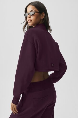 Alo Yoga Cropped Serenity Coverup - Rich Bordeaux in Kuwait