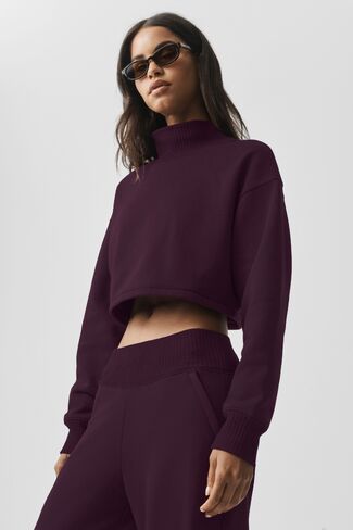 Alo Yoga Cropped Serenity Coverup - Rich Bordeaux in Kuwait