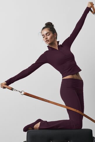 Alo Yoga ALO Softsculpt Precision 1/4 Zip Long Sleeve - Rich Bordeaux in Kuwait