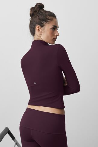 Alo Yoga ALO Softsculpt Precision 1/4 Zip Long Sleeve - Rich Bordeaux in Kuwait