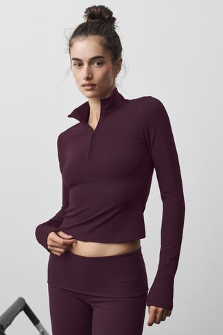 Alo Yoga ALO Softsculpt Precision 1/4 Zip Long Sleeve - Rich Bordeaux in Kuwait