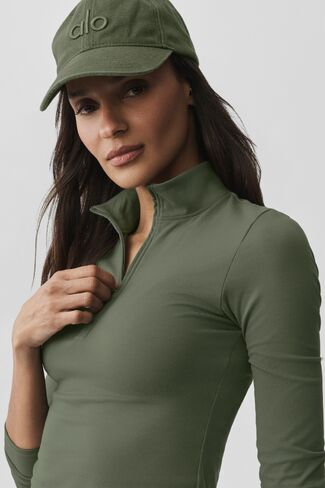 Alo Yoga ALO Softsculpt Precision 1/4 Zip Long Sleeve - Bamboo Green in Kuwait