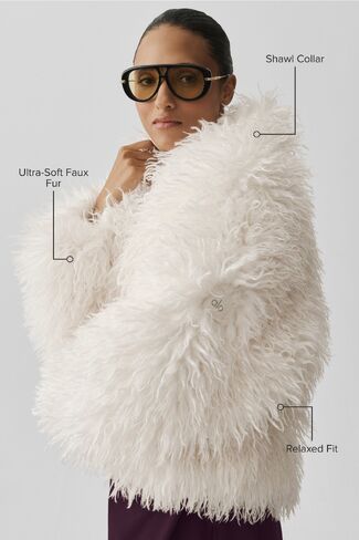 Alo Yoga Mongolian Faux Fur Starlet Jacket - Ivory in Kuwait