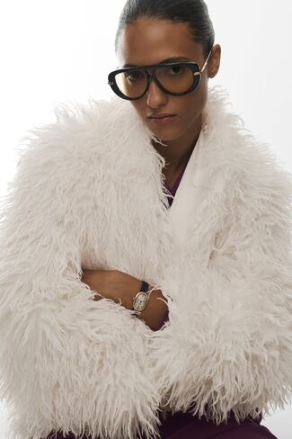 Alo Yoga Mongolian Faux Fur Starlet Jacket - Ivory in Kuwait