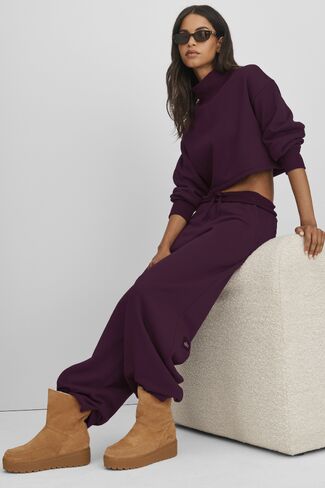 Alo Yoga Serenity Wide Leg Sweatpant - Rich Bordeaux in Kuwait