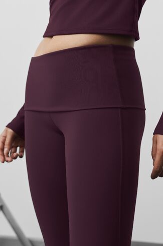 Alo Yoga ALO Softsculpt Foldover Flare Legging (Regular) - Rich Bordeaux in Kuwait