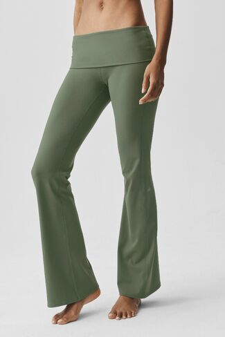 Alo Yoga ALO Softsculpt Foldover Flare Legging (Regular) - Bamboo Green in Kuwait