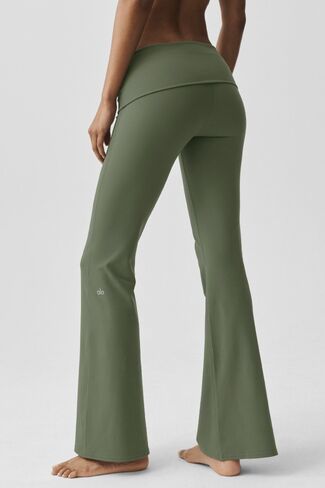 Alo Yoga ALO Softsculpt Foldover Flare Legging (Regular) - Bamboo Green in Kuwait