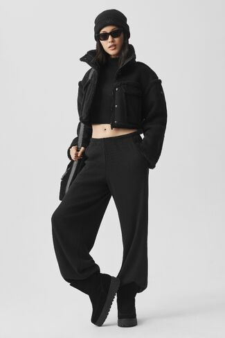 Alo Yoga Ribbed Mid-Rise Reset Pant - Black in Kuwait