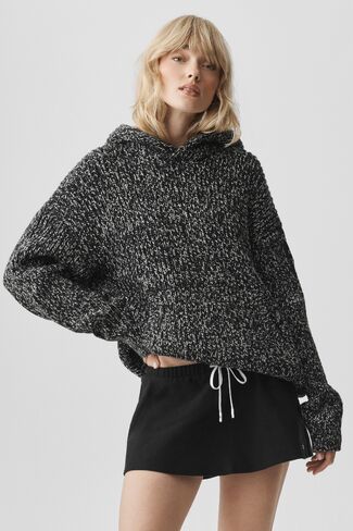 Alo Yoga Chunky Knit Rewind Hoodie - Black Multi in Kuwait