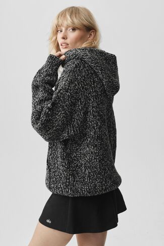 Alo Yoga Chunky Knit Rewind Hoodie - Black Multi in Kuwait
